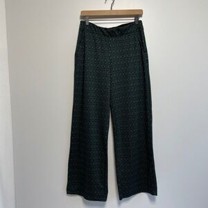 Max Studio London Women's Geometric Print Wide Leg Palazzo‎ Pants Size L Green